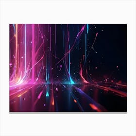 Abstract Background With Streaks Of Pink And Blue Light Shooting Upwards From A Surface, Creating A Dynamic And Energetic Effect 1 Canvas Print