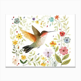 Little Floral Hummingbird 2 Canvas Print