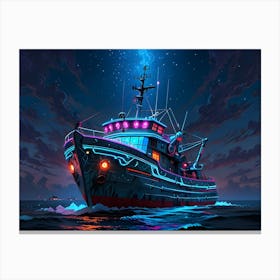 Ship In The Night Sky 1 Canvas Print