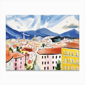 Bolzano Italy Cute Watercolour Illustration 1 Canvas Print
