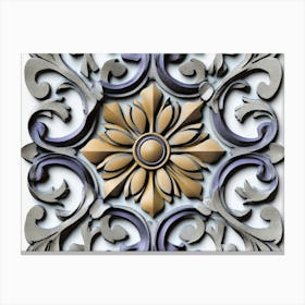 Relief Sculpture Designation Retro Pattern Spiral Curve Cross Vine Star Geometry Flower Canvas Print