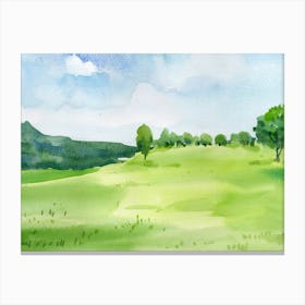 Watercolor Of A Green Field 1 Canvas Print