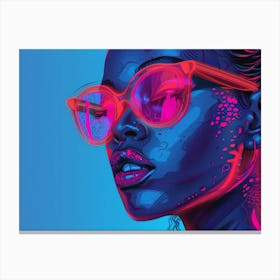 Neon Girl With Glasses Canvas Print