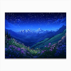 Mountain Landscape At Night 1 Canvas Print