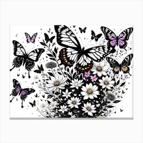 Black And White Butterflies 10 Canvas Print