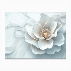 3d White Marble Flower Abstract Canvas Print