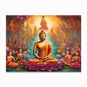 Buddha In Lotus Canvas Print