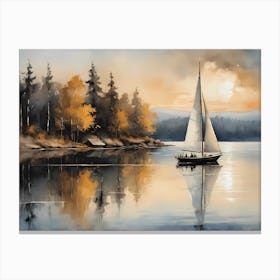 Sailboat Painting Lake House (11) Canvas Print