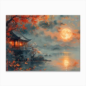 Moonlight Over The Lake 1 Canvas Print