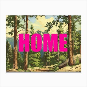 Pink And Gold Home Poster Retro Wooded Pines 2 Canvas Print