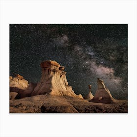 Night Sky Over Badlands Canvas Print