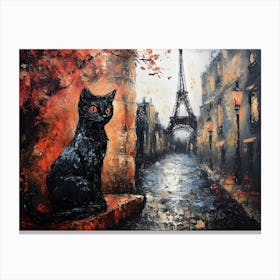 Black Cat In Paris 5 Canvas Print