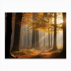 Forest With Sunbeams 03 Canvas Print