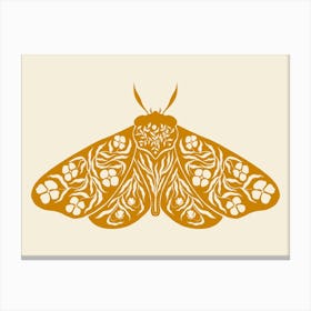 Folk Art Moth 04 - Mango Canvas Print