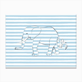 Blue Stripe Elephant Canvas Print