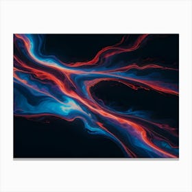 Abstract Image Of Swirling, Fluid Colors In Shades Of Blue, Red, And Orange Canvas Print