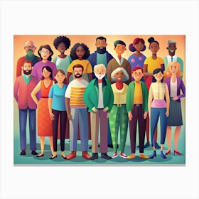 Group Of Diverse People Standing Together Canvas Print