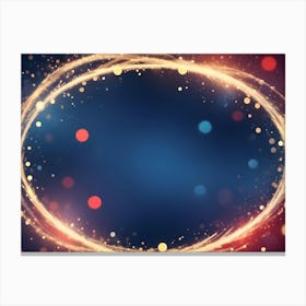 A Blue Background With A Glowing, Golden Circle, Representing A Frame Or Border, Creating A Dynamic And Eye Catching Design Element Canvas Print