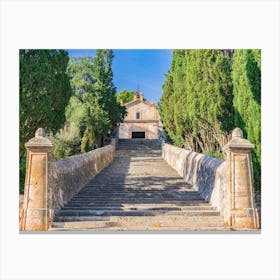 Pollensa Stairs Leading To A Church Canvas Print
