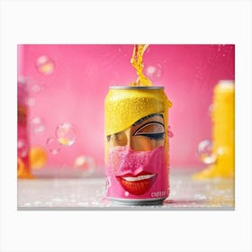 Soft Drink Can Cover Featuring A Face Eliminated By The Method Of Paper Folding Art Shades Of Pink Stampe su tela