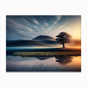 Lone Tree At Sunrise Canvas Print