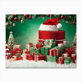 A Vividly Fluffy Red Santa Hat Brimming With Soft White Faux Fur Domes The Top In A Merry Celeb Canvas Print