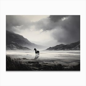 A Horse Oil Painting In Rhossili Bay Wales, Uk, Landscape 2 Canvas Print