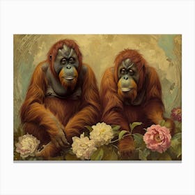 Floral Animal Illustration Orangutan 4 Canvas Print