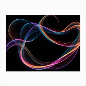 Abstract Image Of Colorful, Glowing Waves On A Black Background, Creating A Dynamic And Energetic Effect 6 Canvas Print