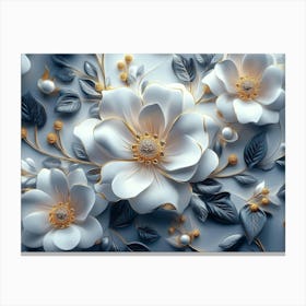 White Flowers Wallpaper 2 Canvas Print