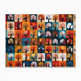 "Tree" American Quilting Inspired Folk Art, 1219 Canvas Print