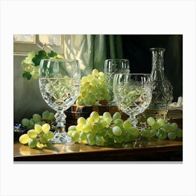 Grapes And Wine Glasses Canvas Print