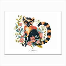 Little Floral Lemur 4 Poster Canvas Print