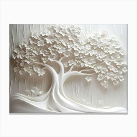 3d Relief White Tree Art Canvas Print