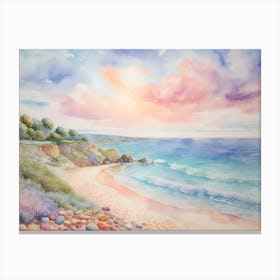 Watercolor Of The Beach Canvas Print