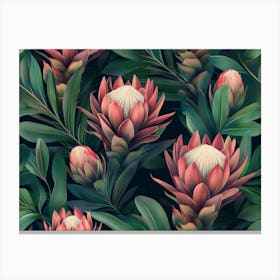 Proteas Seamless Pattern Canvas Print