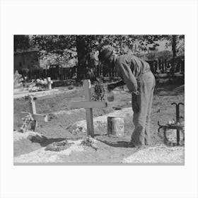 Untitled Photo, Possibly Related To Painting Grave Marker In Cemetery, All Saints Day In New Roads, Louisiana By Canvas Print