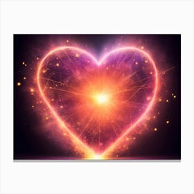 A Colorful Glowing Heart On A Dark Background Horizontal Composition 39 Canvas Print