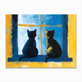 Cats In Window 4 Canvas Print