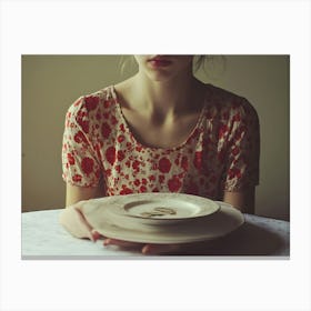 Portrait Of A Girl Holding A Plate Canvas Print