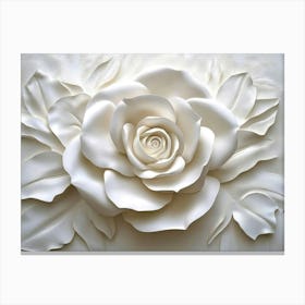 3d Picture Art Background Of A Rose From Plaster 1 Canvas Print