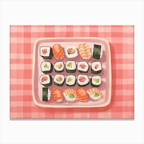 Sushi Selection Pink Checkerboard 1 Canvas Print