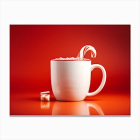 Mug With Candy Canes Canvas Print