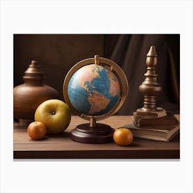 Globe On A Table Canvas Print