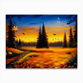 Halloween Landscape Painting Canvas Print