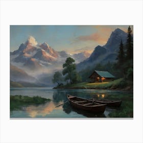 Cabin By The Lake Canvas Print