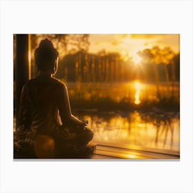 Buddha Meditation In Sunset Canvas Print