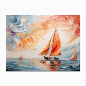 Sailboats In The Sea Canvas Print