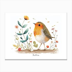 Little Floral Robin 3 Poster Canvas Print