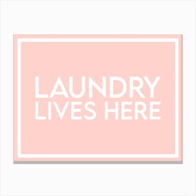 Laundry Lives Here Peach Canvas Print